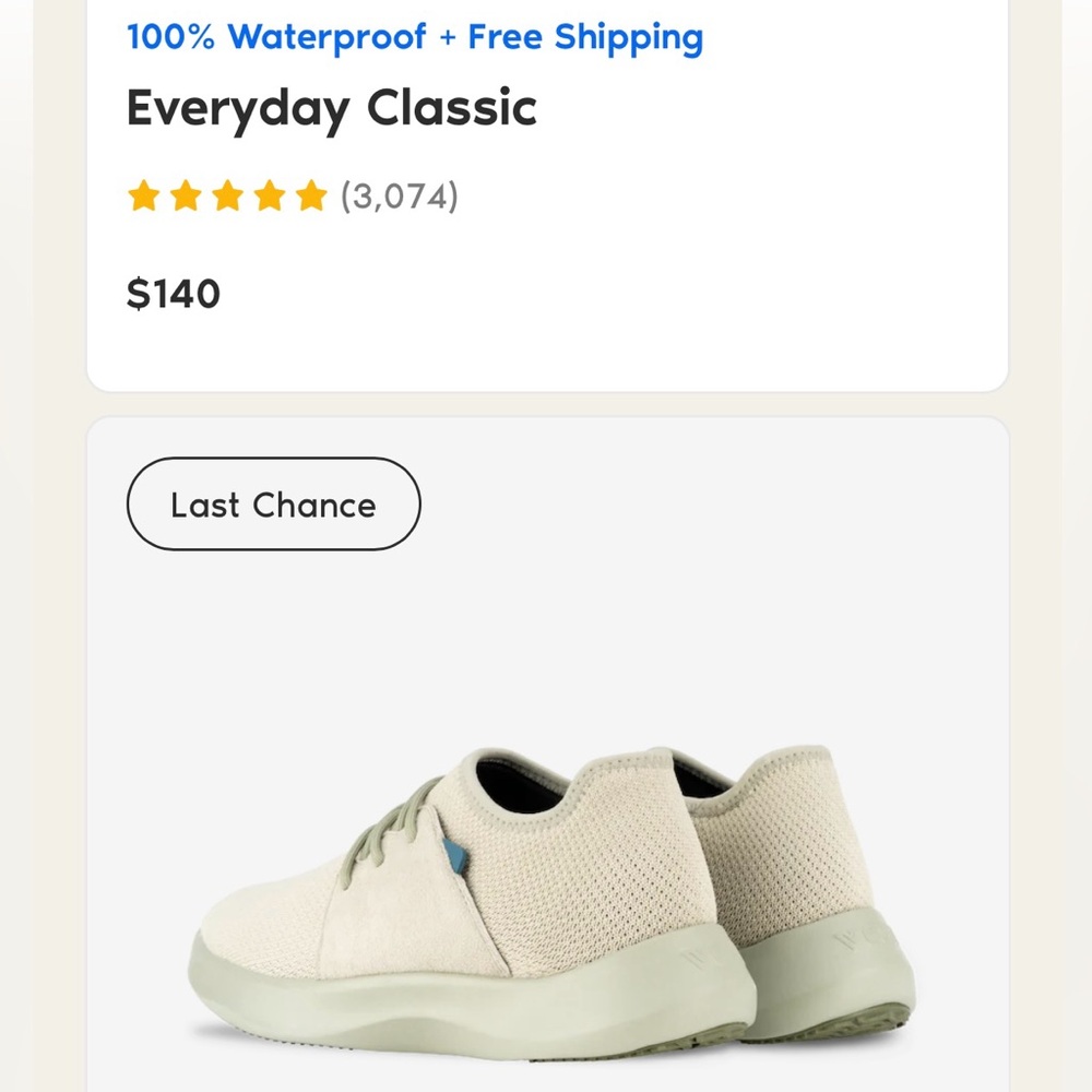 Vessi everyday waterproof sneaker Brand new in box.